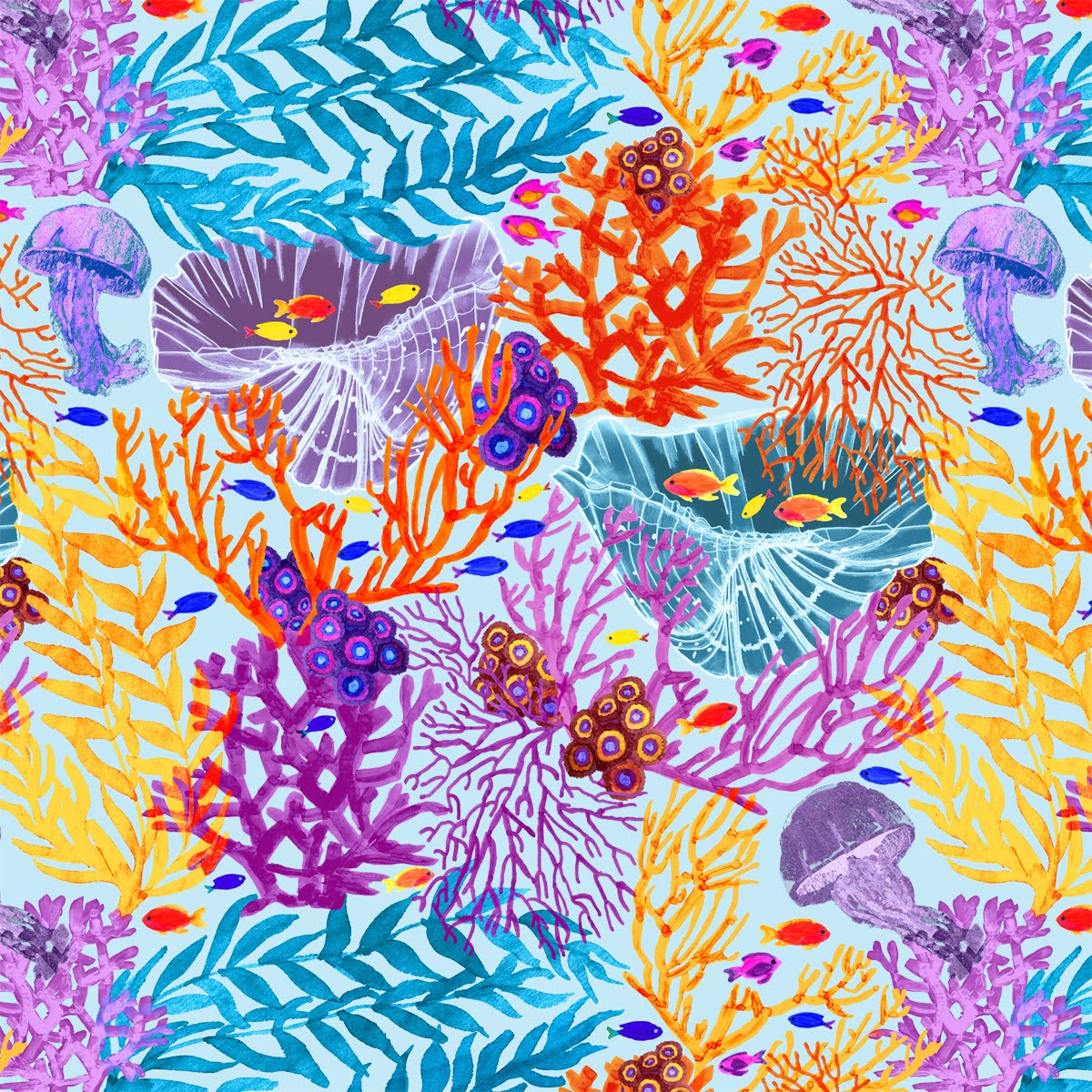 Happy Earth Day! 🌍 My new design Colorful Underwater World now in print shops #Spoonflower #Redbubble 🔗 linktr.ee/mitadreamdesig… << #EarthDay2024 #colorful #underwater #world #design #art #coral #Reef #fish #seashell #jellyfish #Wallpapers #fabric #prints #COLOURS #EarthDay