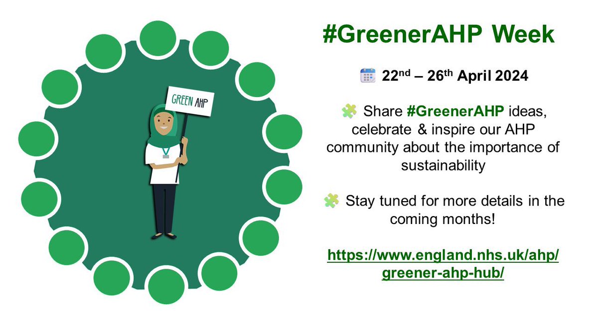 Happy #EarthDay2024! It’s the start of this year’s #GreenerAHP Week and we’re looking forward to learning how we can deliver more #sustainable services #NetZero #NHSNetZero