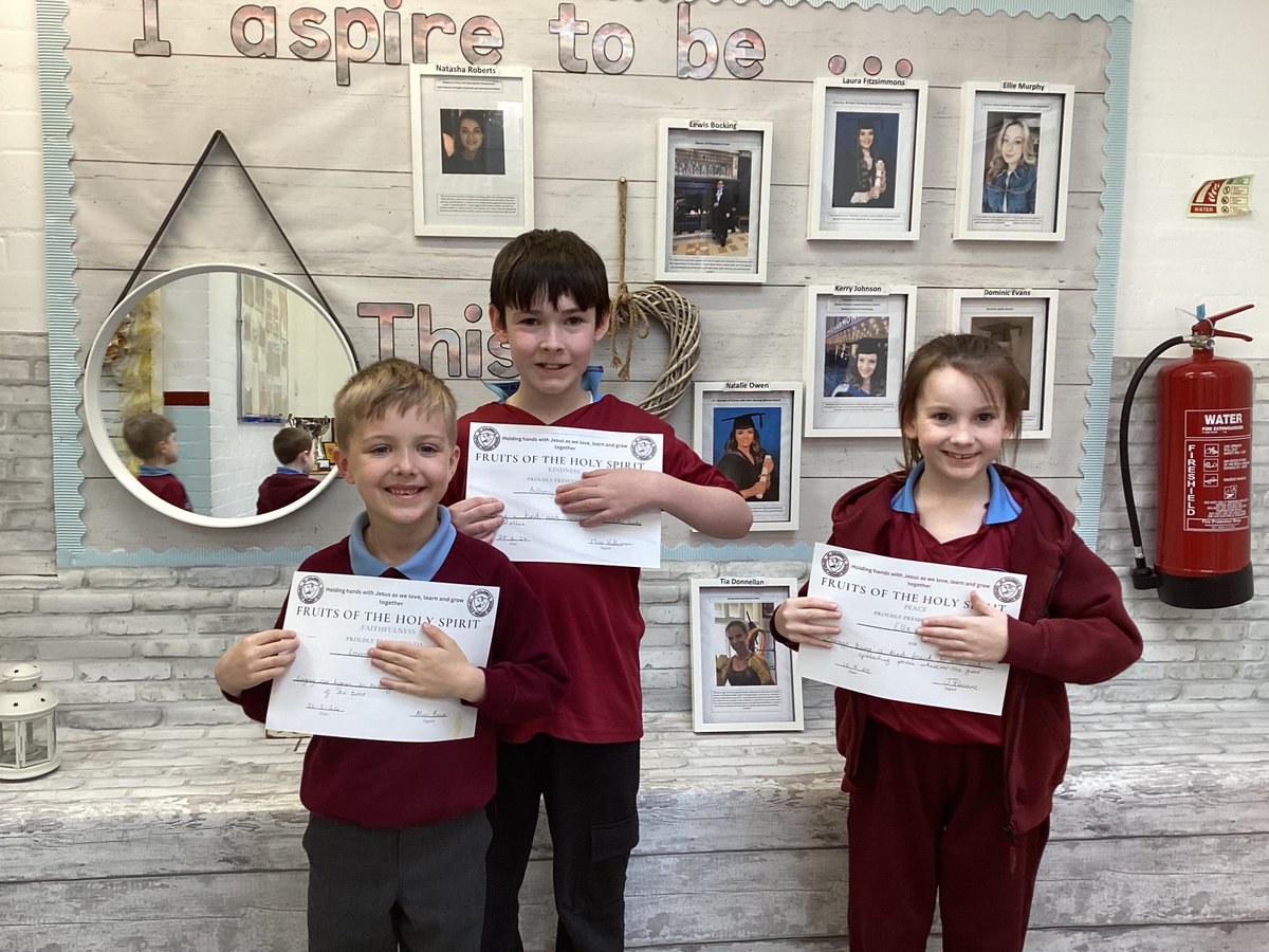 Our fabulous Fruits of the Holy Spirit winners. They were celebrated for kindness, peace, faithfulness and generosity. What lovely qualities to be celebrated for. Keep being the inspirational children you are. #CatholicLife #Inspiring