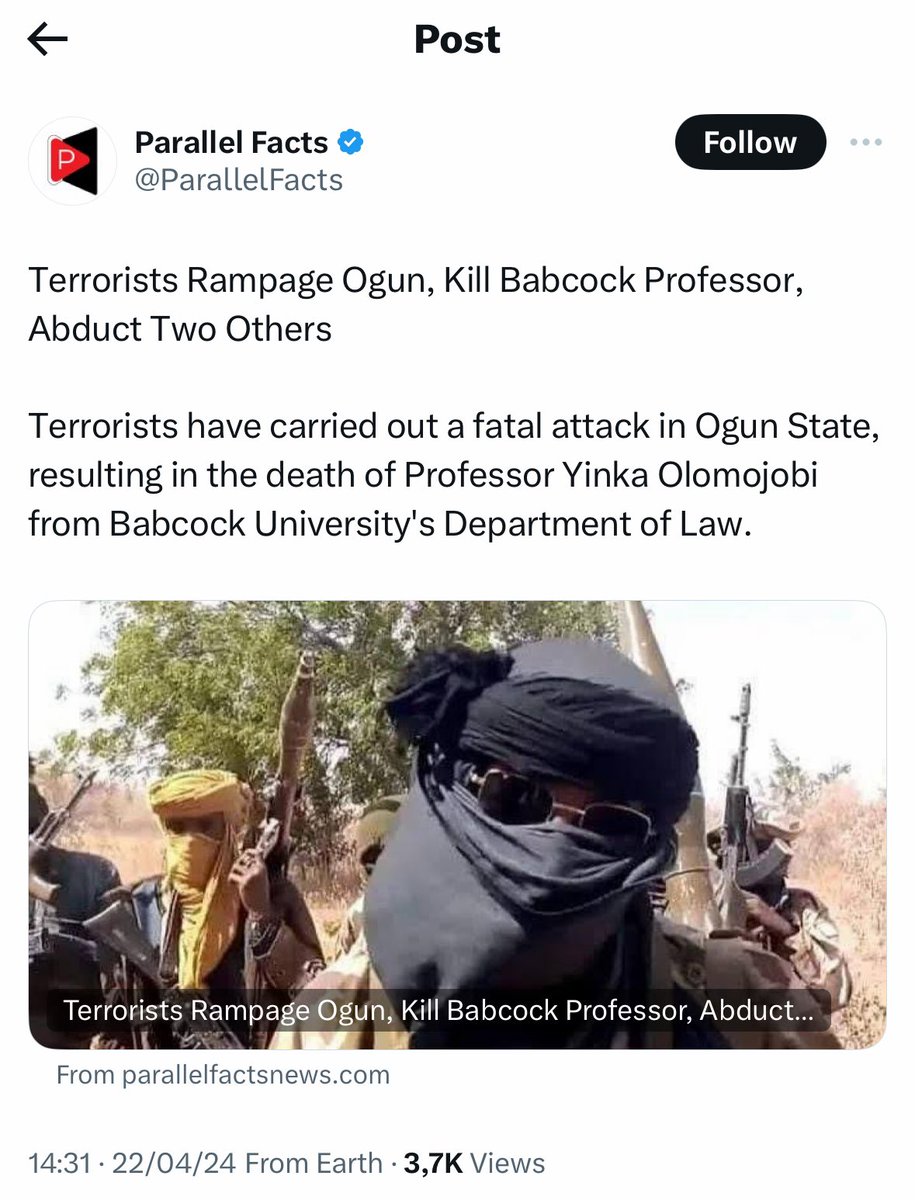 I thought they signed an alliance deal with farmers? Omo, e be like alliance no cover Professors o! 

Terrorism is in our front yard now 🚨😭😭