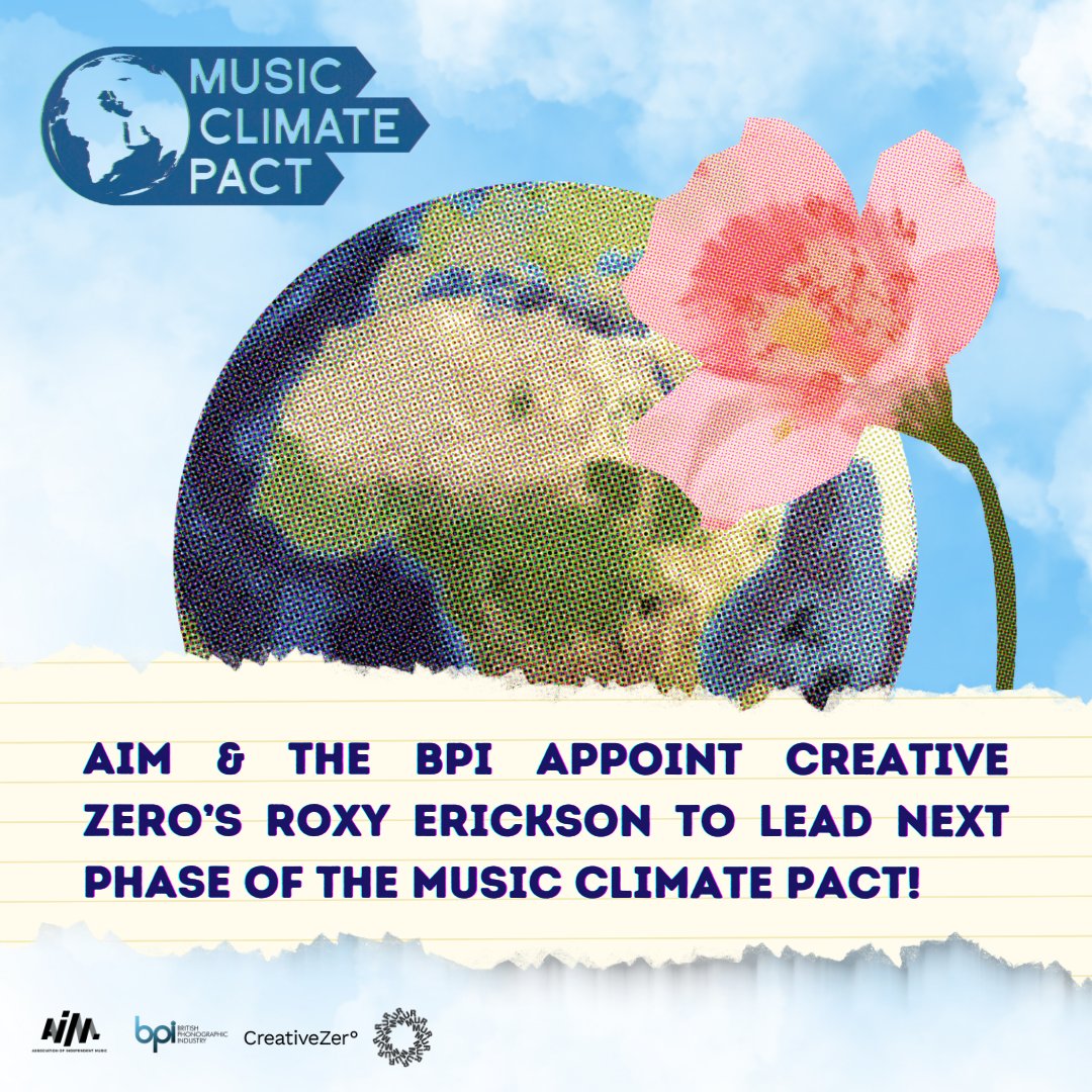 Roxy Erickson has been appointed to lead the next phase of the Music Climate Pact, promoted by @AIM_UK & @bpi_music to bring music businesses together in response to the urgent call for collective action to combat the climate crisis. #EarthDay ♻️ aim.org.uk/#/news/aim-and…