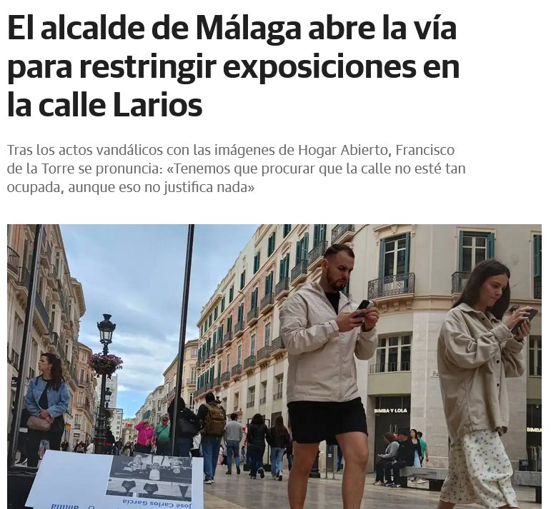ares_mlk's tweet photo. Unos guiris borrachos revientan una exposición en Calle Larios.

La solución del alcalde: restringir las exposiciones y que ocupen menos la vía pública.

Somos una ciudad absolutamente doblegada a una industria que nos va devorando poco a poco. Y votamos a nuestro mayor enemigo. https://t.co/LoiatrIyvW