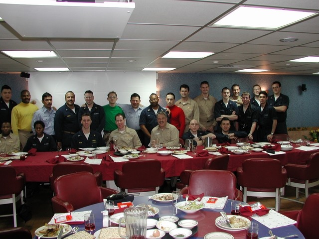 During my service as ship's surgeon aboard the USS Kitty Hawk, our Chaplain (to my right) co-led a Seder with me, which all were welcome to attend. The US military has a long tradition of welcoming and supporting service members of all faiths. Wishing you Chag Pesach Sameach!