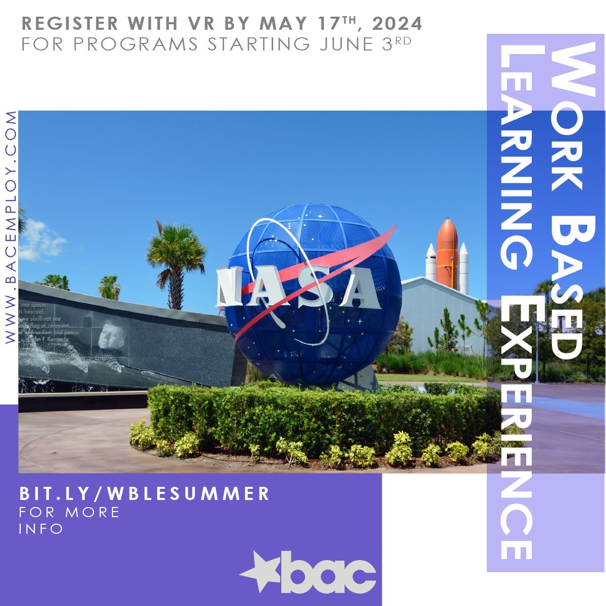 🚀 Launch into a summer of discovery at Delaware North, Kennedy Space Center! Explore roles in Retail, F&B, and Guest Services from June to July. 🌟 📅 June 3-20 & July 8-25 📍 Merritt Island, FL ⏰ 9:30 AM - 3:00 PM Limited spots! More info: bit.ly/WBLESummer