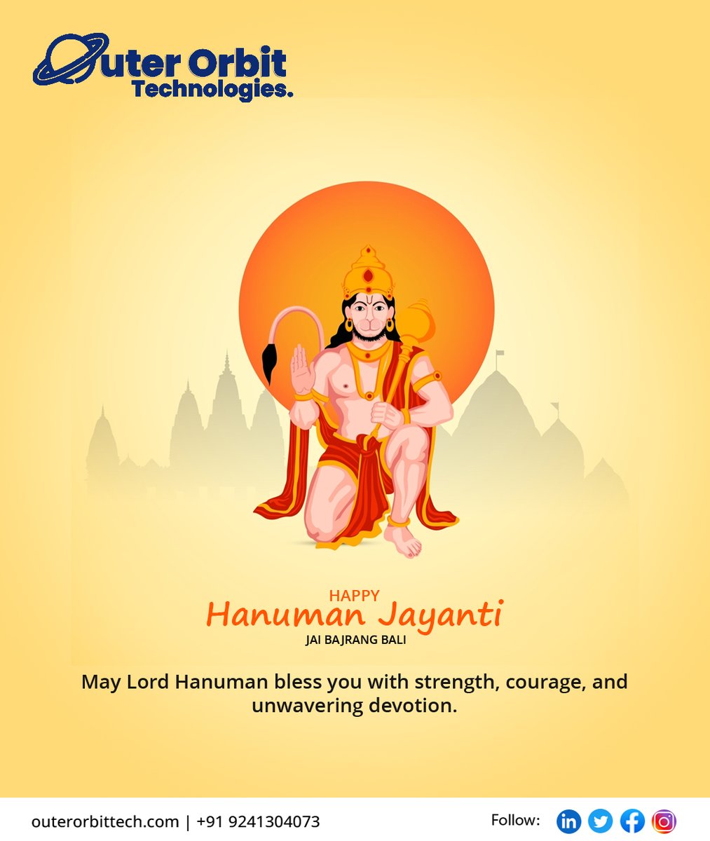 May the blessings of Lord Hanuman bring courage, strength, and wisdom into your life this Hanuman Jayanti. Jai Bajrang Bali!'
#hanumanjayanti #lordhanuman #festival #festival2024 #outerorbittech