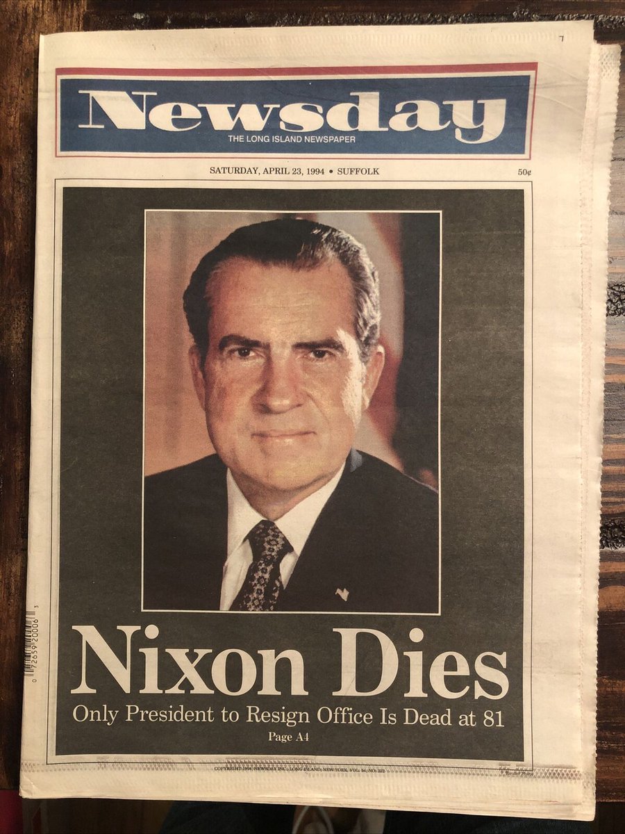 #OTD 1994: Former president #RichardNixon, died at the age of 81, at New York Hospital-Cornell Medical Center four days after suffering from a stroke. washingtonpost.com/wp-srv/nationa… #Presidents #USHIstory