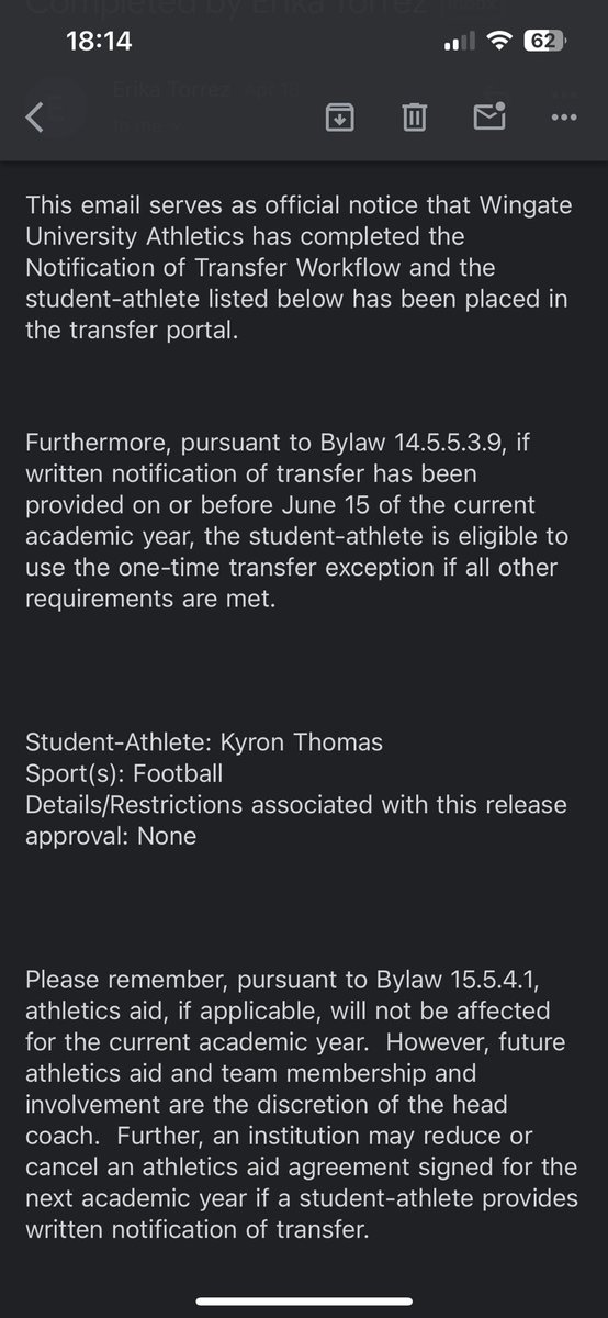Kyron_Thomas23's tweet photo. In the Transfer Portal 

Thank You Wingate🙏🏾

Wide Receiver/ Returner https://t.co/UkZUNDbbc5