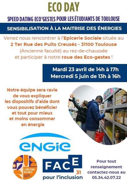 @FACE31inclusion , la @banquealim31 et @ENGIEpartFR … ensemble demain mardi 23 avril pour accompagner les #etudiants #toulousains #energie #JAgisAvecEngie