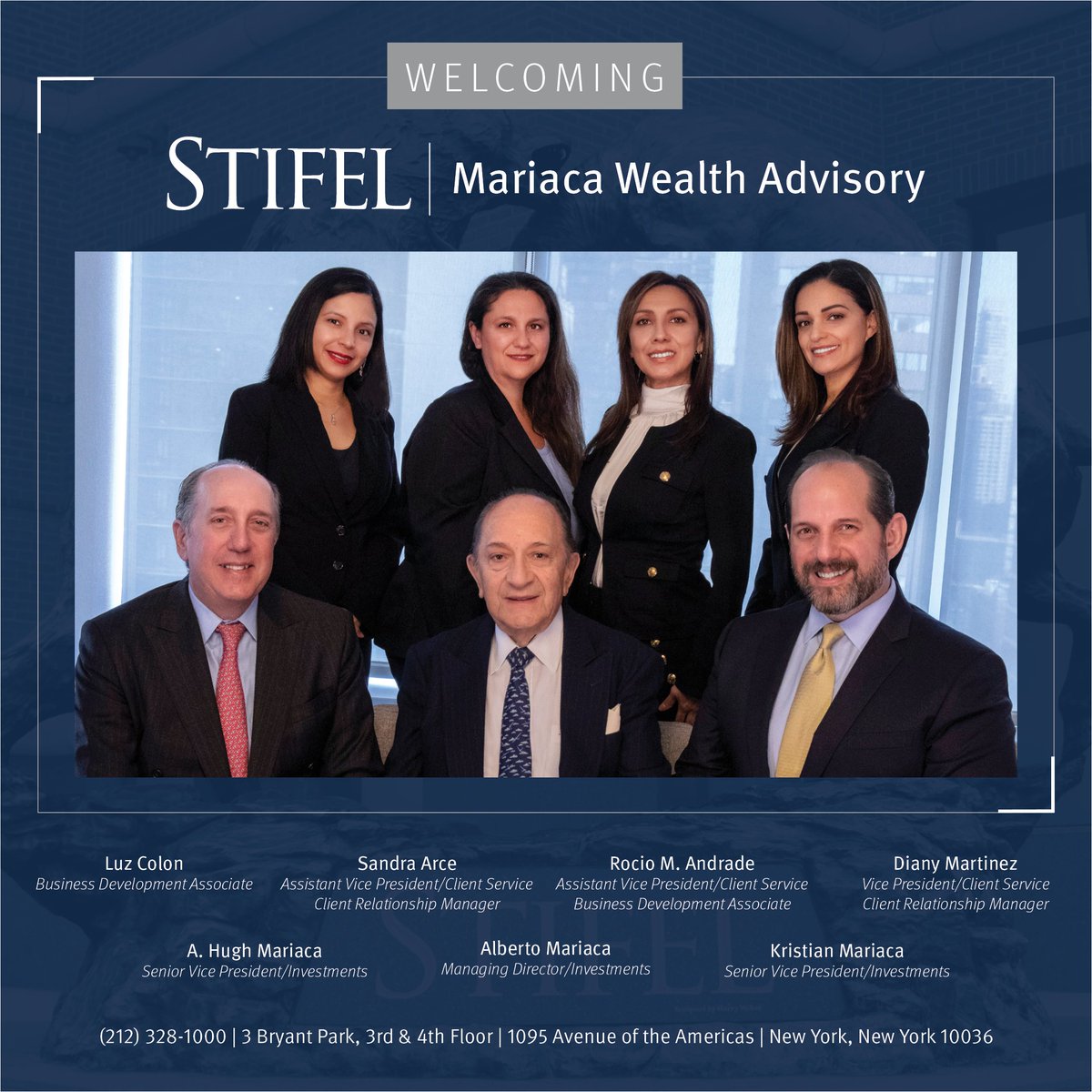 Join us in welcoming Mariaca Wealth Advisory to our private client group office in New York! Learn more about why they chose Stifel here: choosestifel.com #ChooseStifel