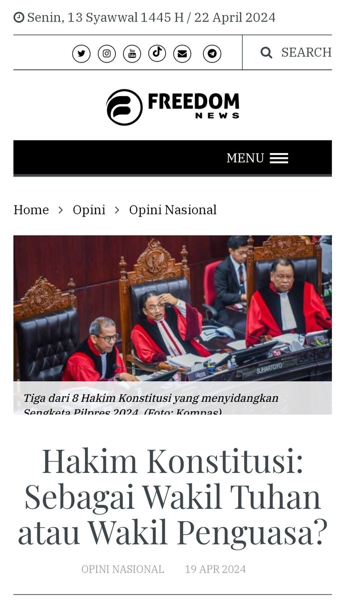 Wahai para hakim @officialMKRI apakah kalian masih wakil Tuhan atau wakil penguasa⁉️