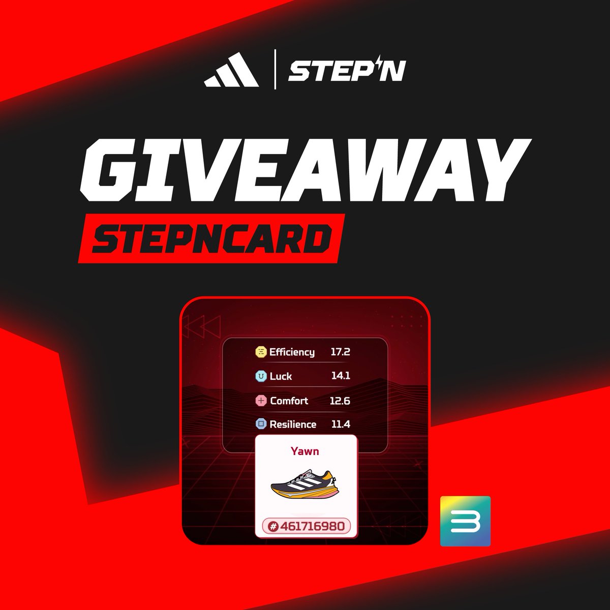 STEPN x @gall3ry_3 GIVEAWAY 🎁 We are thrilled to finally reveal the mystery surrounding the STEPNCards that have been teased in recent days. By partnering with Gall3ry, we aim to provide every STEPN x adidas Genesis Sneaker holder with a unique, personalised #STEPNCard. This