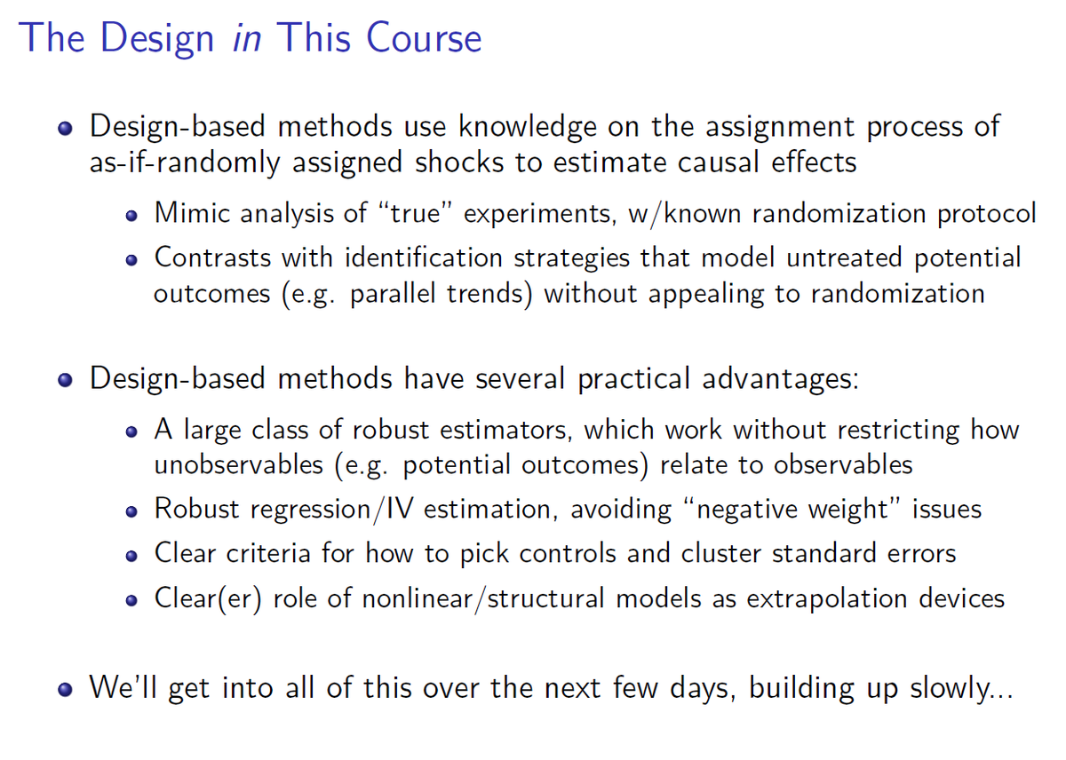 My Mixtape course on design-based identification starts today! Here's a sneak peak at the first few slides mixtapesessions.io/session/design… Even if you can't make it today, signing up gives you perpetual rights to the course material + recordings :)