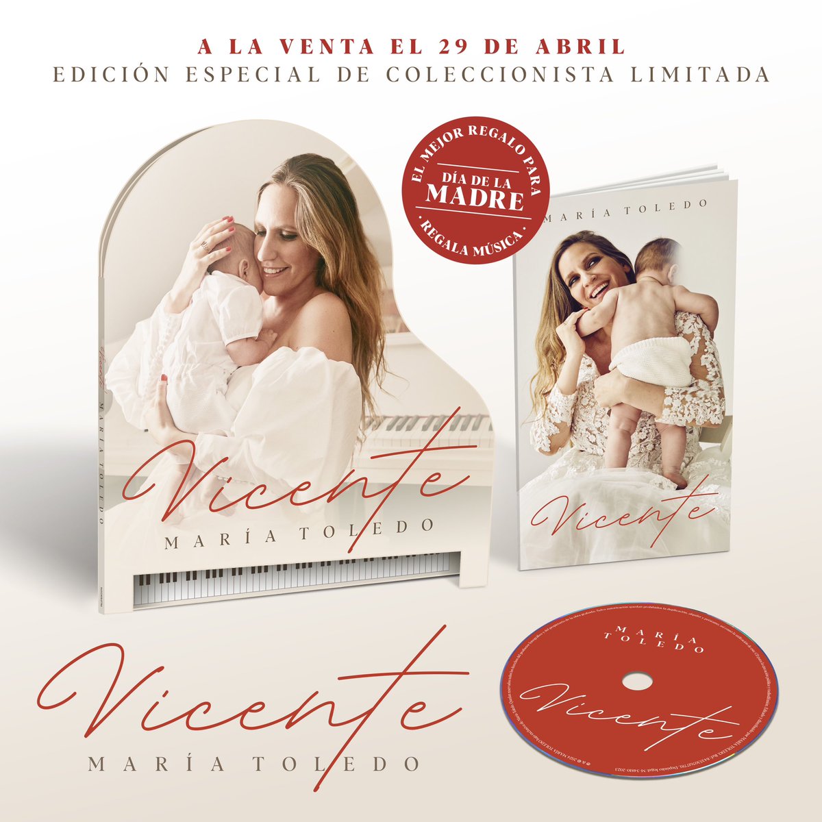 🤱 Mi nuevo disco #Vicente sale de forma física el próximo 29 de abril, para que tengáis un regalo especial para el Día de la Madre. 
Una edición exclusiva que ya mismo estará en vuestras manos y en la de vuestras madres. 🙌 ❤️

#DíadelaMadre #nuevodisco #contodomiamor #parati
