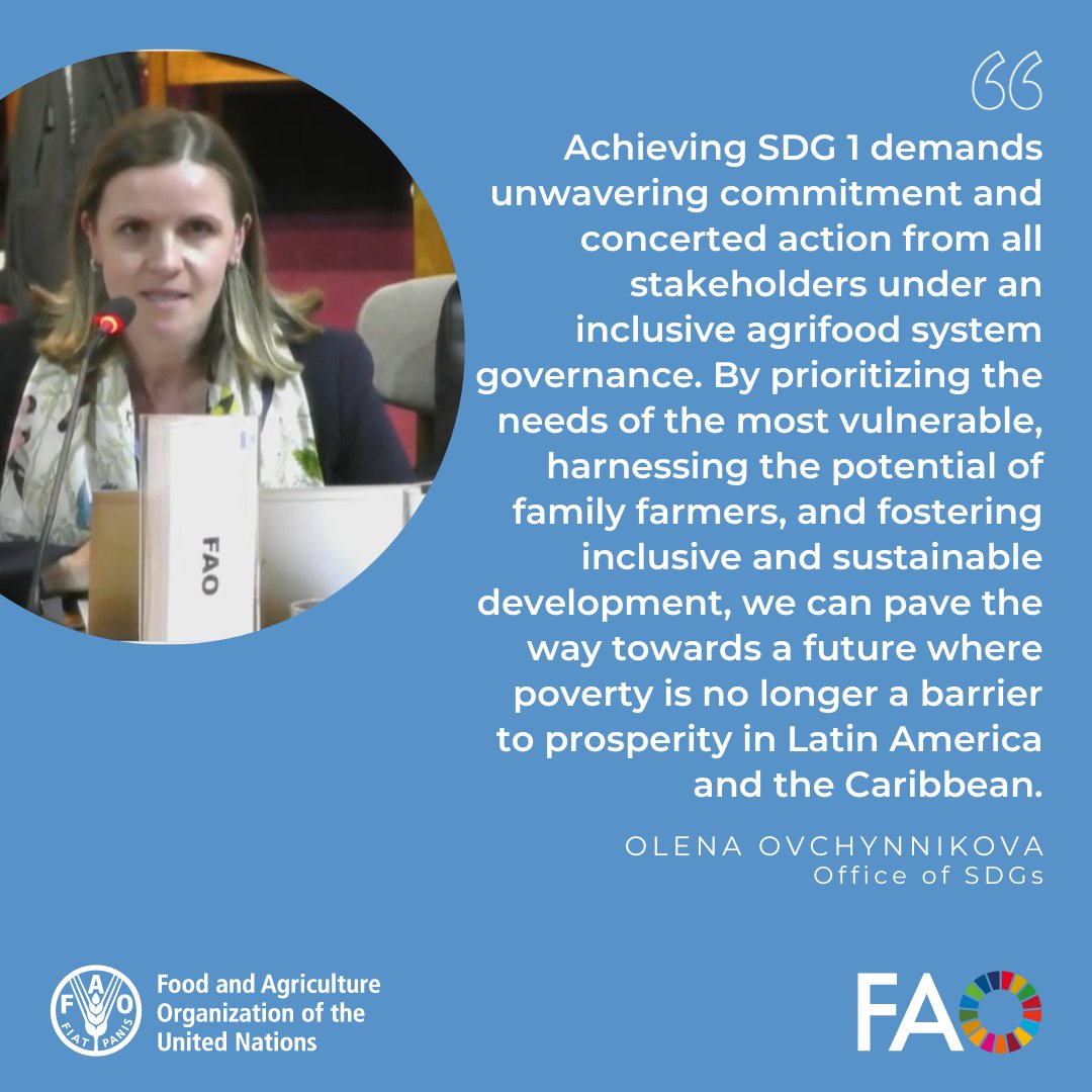 Discussing the rise in extreme poverty, particularly in rural areas at the #LACForum2030, @FAO underscored the link  with increased international food prices and resulting rise in food insecurity. 

Read FAO's full statement on #SDG1 here ▶️bit.ly/3QelJnJ