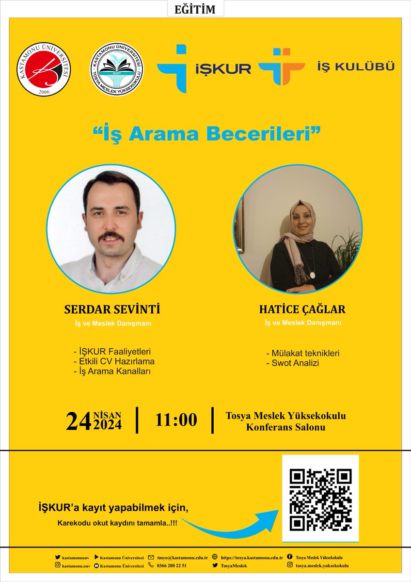 IskurKastamonu's tweet photo. Kastamonu Üniversitesi Tosya Meslek Yüksekokulu tarafından düzenlenen “İş Arama Becerileri” konulu eğitim programına İş Kulübü ve Meslek Danışmanlığı birimlerimizle katılım sağlıyoruz. “İŞKUR Kampüs” hizmetleri kapsamında gerçekleştirilecek etkinliğe tüm öğrenci arkadaşlarımızı++ https://t.co/dhOXYuvWG6