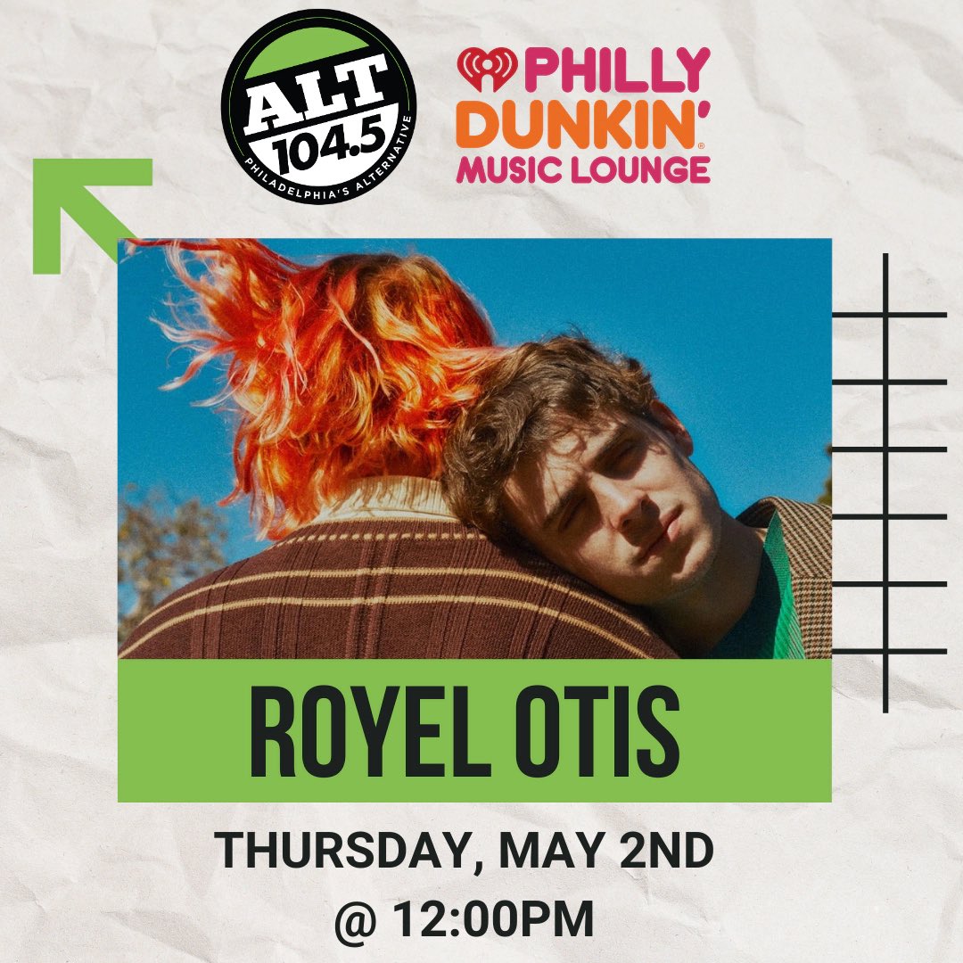 🔔@RoyelOtis are taking the stage in our Philly @dunkin Music Lounge  on Thurs, May 2nd at 12noon.

Enter at ALT1045Philly.com for your chance to win a pair of Studio Session invites!

👀 head to our IG for another special opportunity!

@iHeartRadio #PhillyDunkinMusicLounge