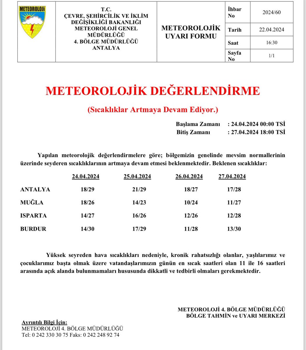 ⚠️METEOROLOJİK UYARI⚠️