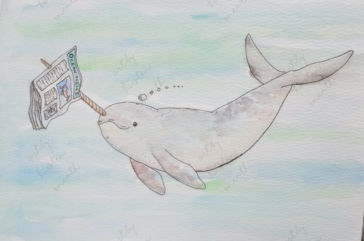 Happy #AnimalAlphabets Monday! The word of the week is Newspaper 🗞️📰 So here is my Narwhal having a bit of trouble reading one. Hope you have a lovely week! @AnimalAlphabets #newspaper #narwhal #oceannews #weeklyartchallenge #animalatoz