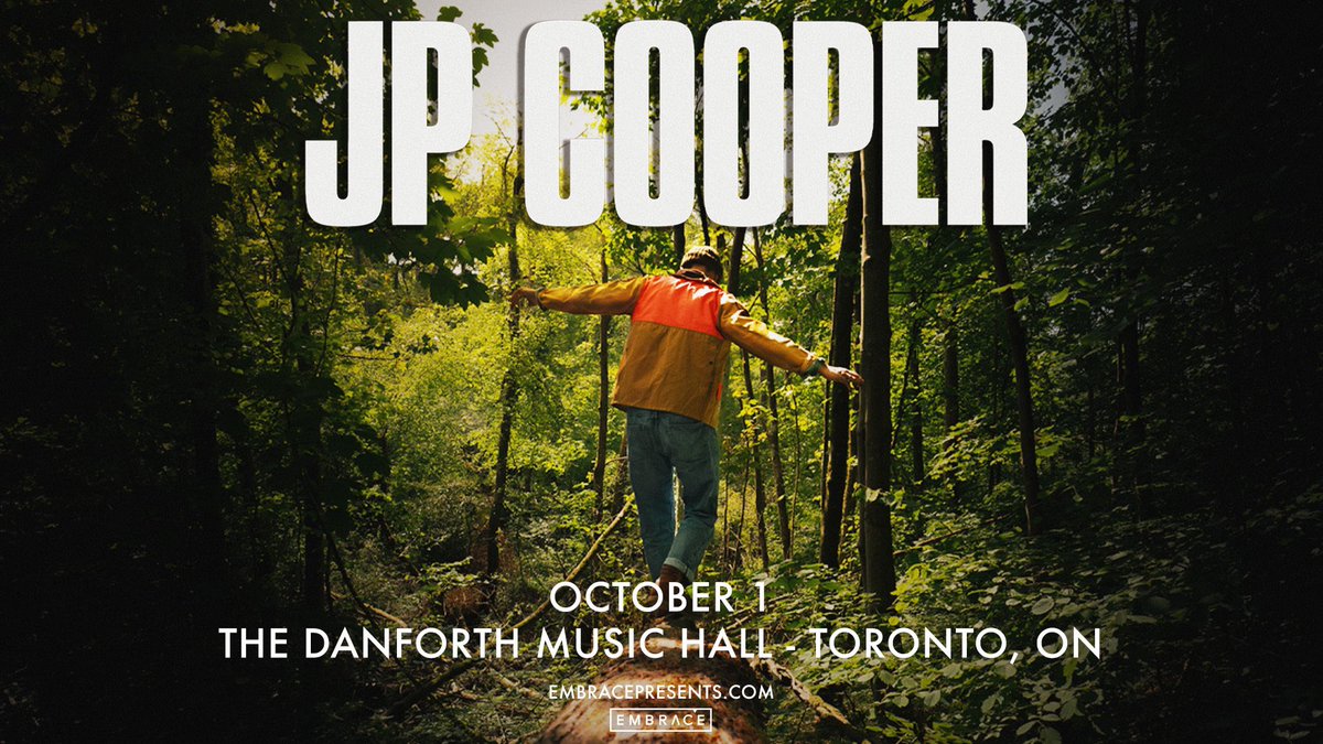 JUST ANNOUNCED: Don't miss #JPCooper when he returns to Toronto with his soulful pop and gospel R&B sound on October 1st at the Danforth Music Hall! Presale: Thur Apr 25th | Code: JETPLANE RSVP: tinyurl.com/yckfz3k4