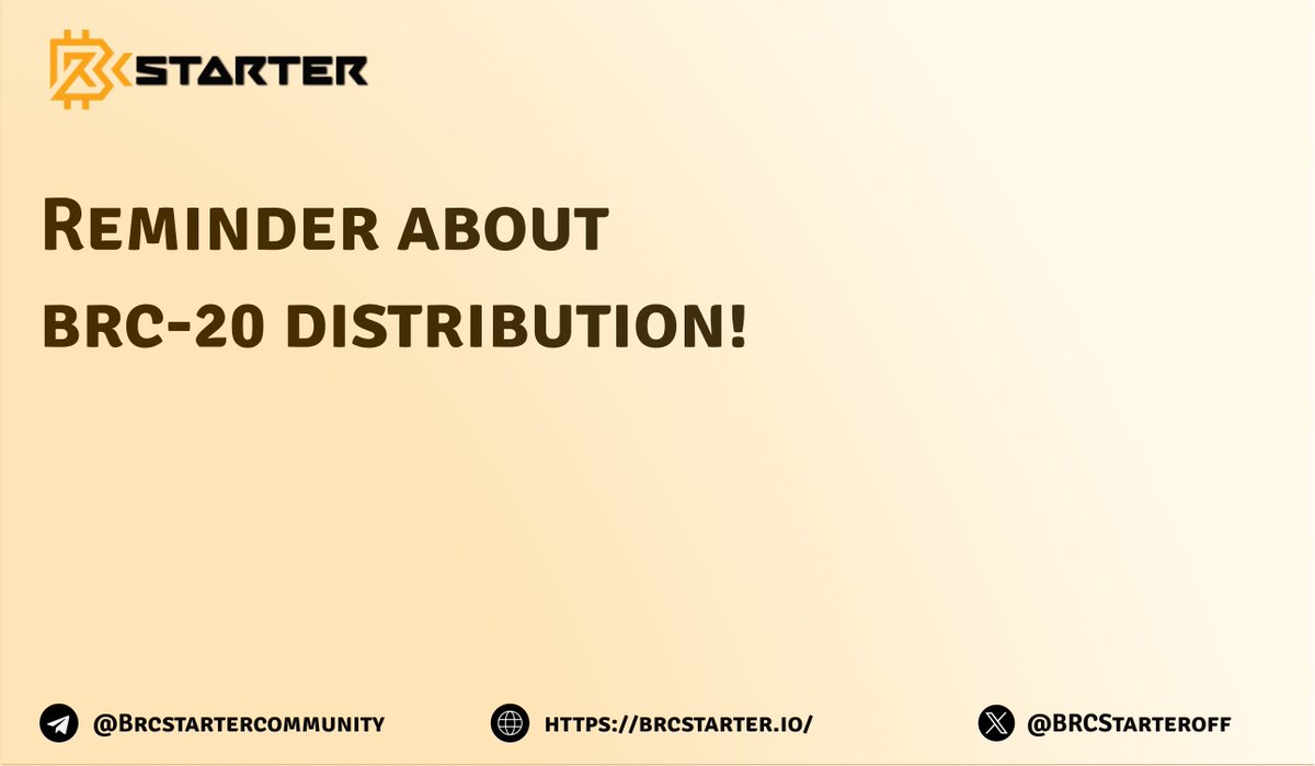 BRCStarters, Reminder regarding BRC-20 tokens distribution of OrangeDX vesting happening on April 26! ❗️Still many of you didn't set a Bitcoin (Taproot) address, without this we cannot send you the BRC-20 tokens of OrangeDX Sale on April 26! ❗️ ❗️To receive BRC-20 tokens, it's…