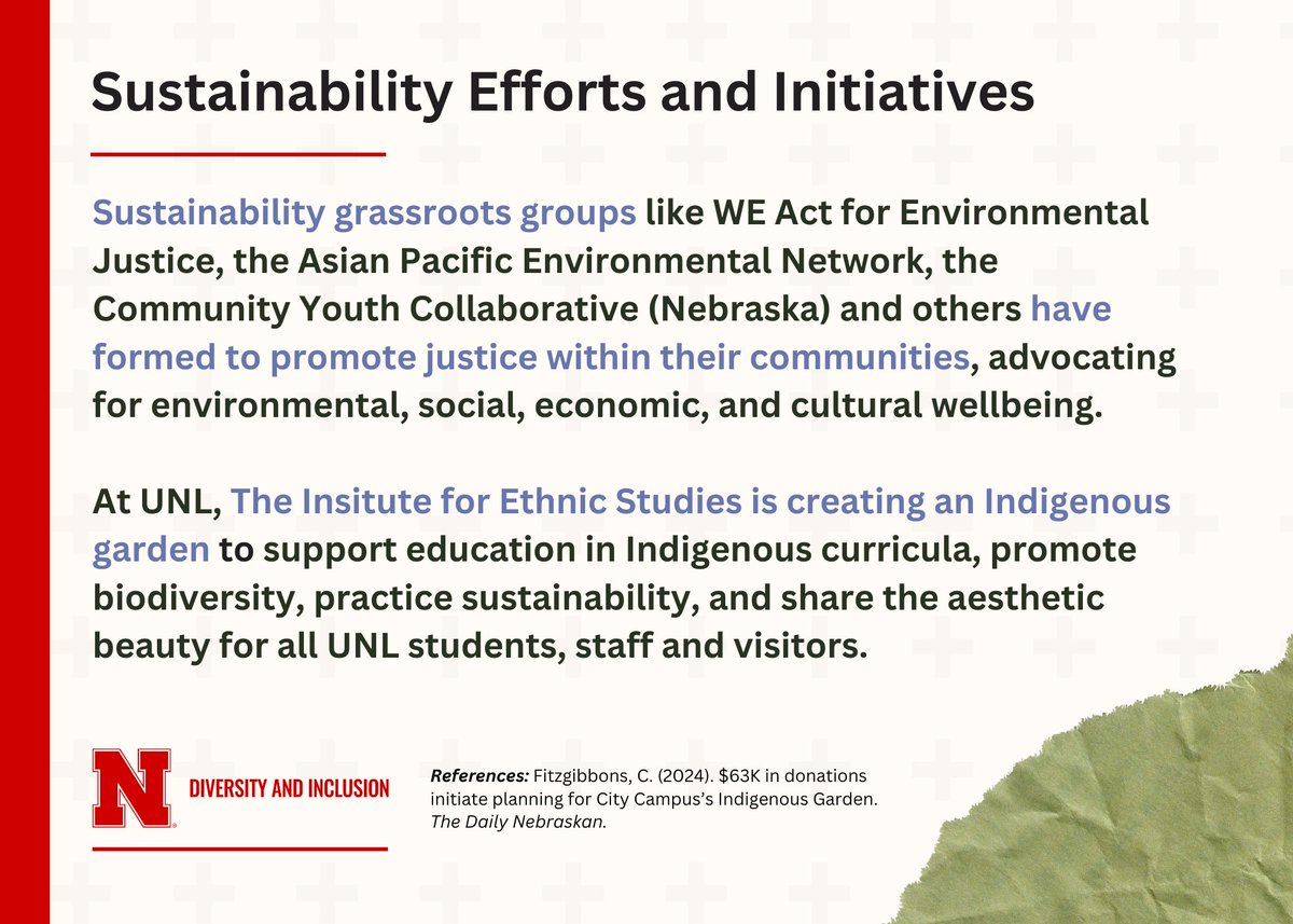 UNL_ODI's tweet photo. Celebrate the onset of spring by learning about how sustainability relates to diversity and inclusion and the everyday actions we can take to empower our communities now and in the future.
#environmentaljustice #nebraskaenvironment #sustainability https://t.co/Z8UGFea2dW