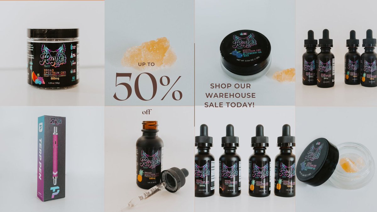 HigherLoveCBD's tweet photo. It’s not too late to shop our Warehouse Sale! Our Broad Spectrum CBD  products may be perfect for you! 🤍🌱 https://t.co/btwmRGLQX7