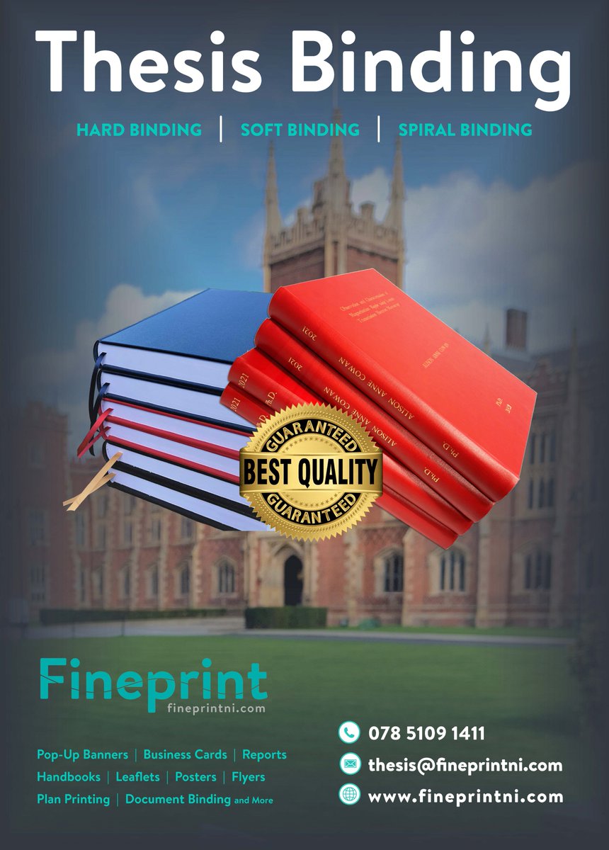 fineprintni's tweet photo. Congratulations… You’ve finished your thesis!

Now comes the easy bit. Fineprint online provides a one-stop-shop for quick and easy printing and binding of your thesis, dissertation, project or report. https://t.co/pASJRVFFKL