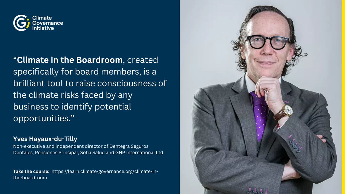 ❓ Is climate competence a top priority in your organisation? 🌏 This #EarthDay, start your journey with Climate in the Boardroom - our free, 30-minute online course on #ClimateChange and climate #governance for board directors. Explore it now at: bit.ly/3TlwV45