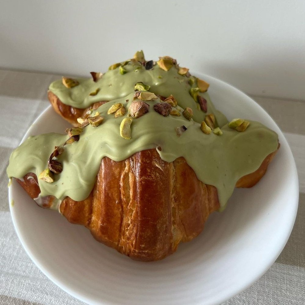 croissants with pistachio and chocolate fillings