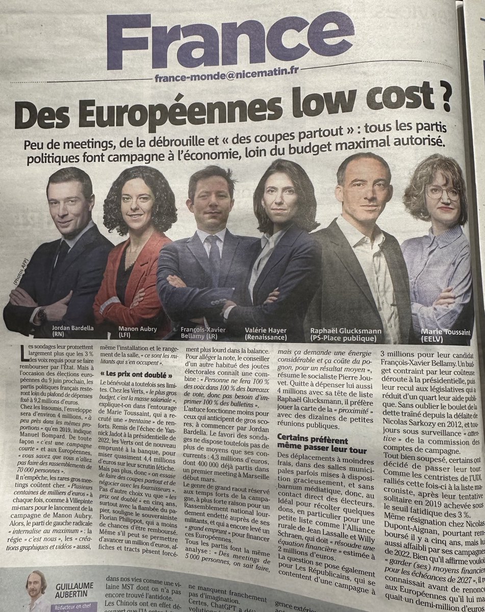 Article dans Nice Matin aujourd’hui, Reconquête n’existe plus, inadmissible