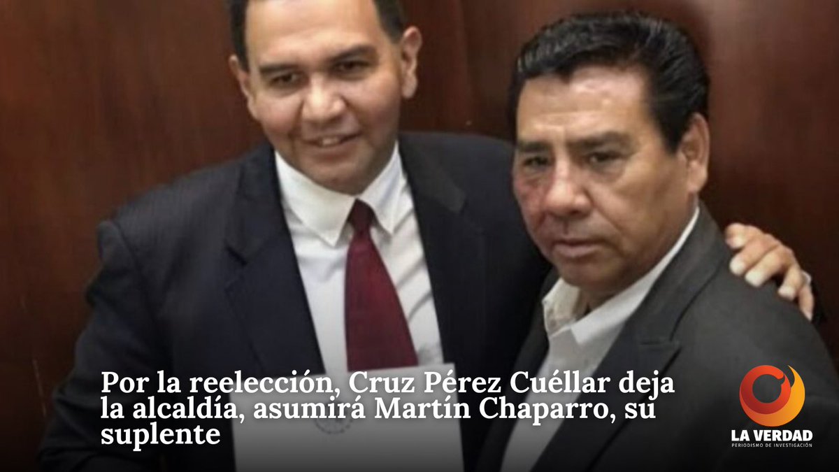 LaVerdadJz's tweet photo. 🔸 #Gobierno | Por la reelección, Cruz Pérez Cuéllar deja la alcaldía, asumirá Martín Chaparro, su suplente 📲 https://t.co/Jpx60kt0Zc

Pérez Cuéllar se separará de su cargo este lunes 22 de abril y tomará protesta Martín Chaparro Payán como alcalde suplente de #CiudadJuárez. https://t.co/rpFSAE4hsl