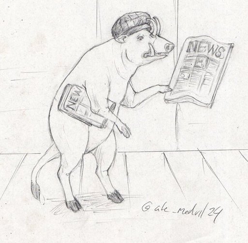 N is for Newspaper. Sketch procrastinador. #AnimalAlphabets @AnimalAlphabets