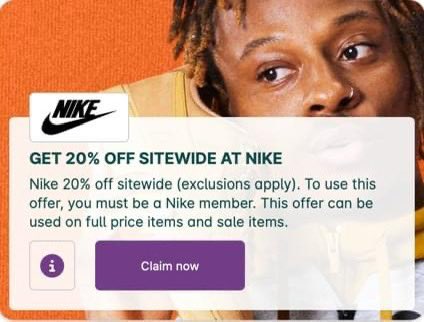 Nike 20 off sale items hot sale