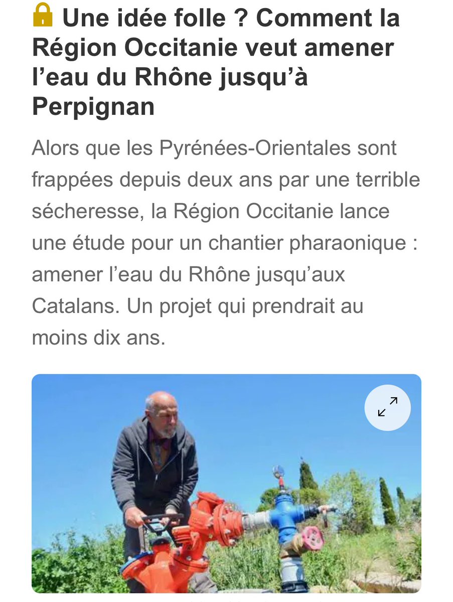 Face à la sécheresse, pas de fatalité, nous étudions l’extension d’Aqua Domitia jusqu’aux Pyrénées-Orientales et nous travaillons sur un mix de solutions dans toute la Région @Occitanie.