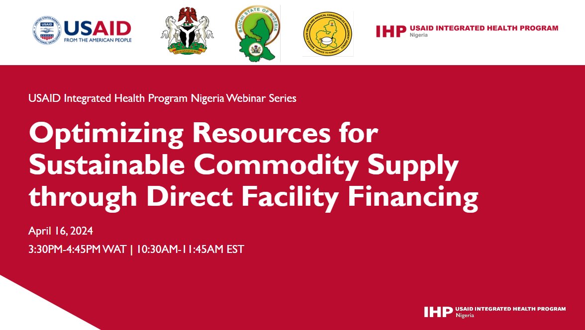 📣Missed our #webinar on improving access to essential life-saving commodities for primary health care facilities in #Nigeria last week? Check out the recording here➡️ youtube.com/watch?v=F_Bvj1… @USAIDNigeria