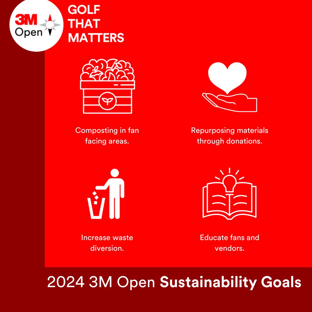 3MOpen's tweet photo. In honor of #EarthDay, we are renewing our commitment to make the #3MOpen more sustainable each year. Thank you to @3M, @NatureValley and @xcelenergy for supporting our 2024 sustainability goals. https://t.co/Zl7YyAcqz2