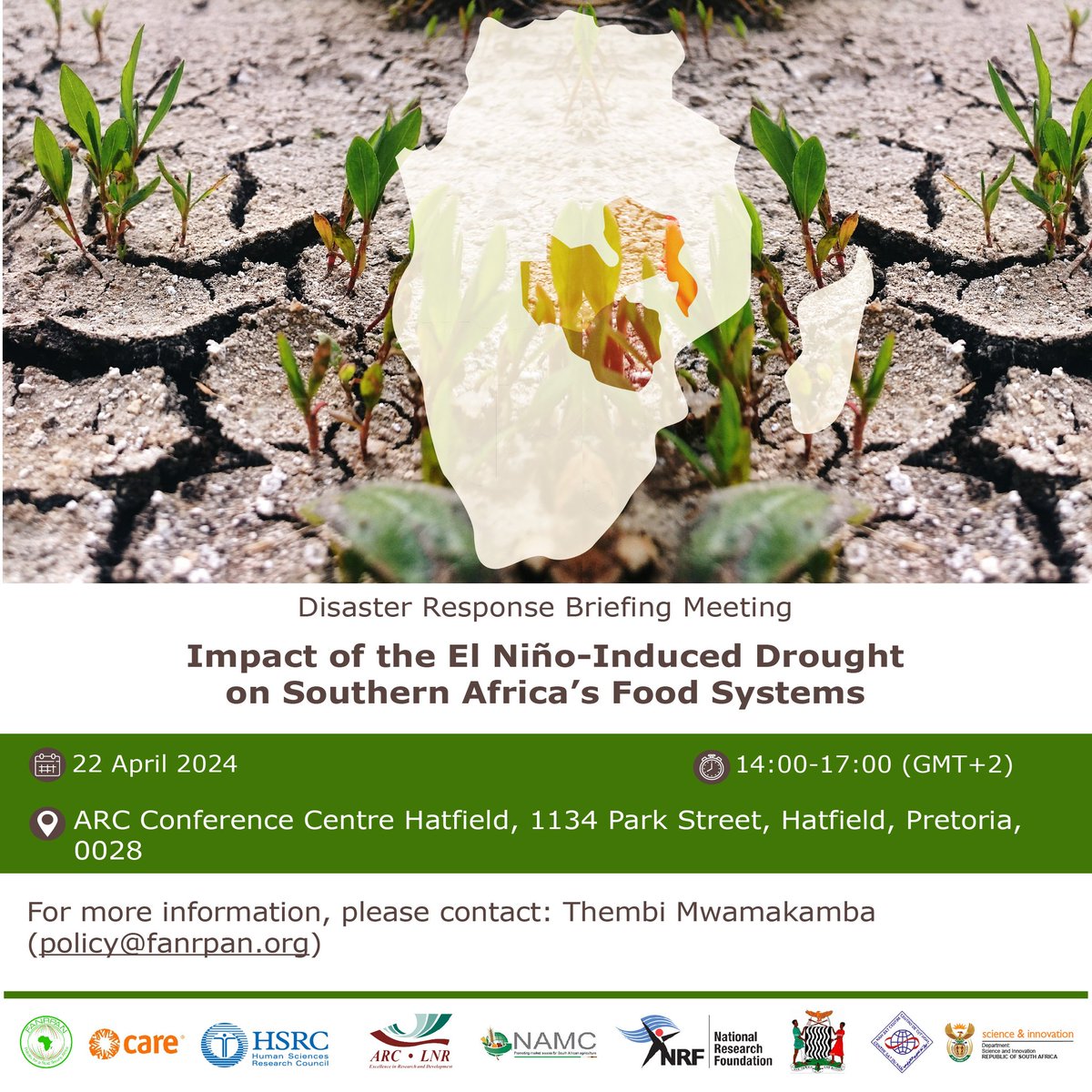 @FANRPAN El Nino Policy Briefing Event happening now at ARC Central Office in Hatfield. The event represents a pivotal opportunity to mobilize collective action and catalyze meaningful change in response to the El Niño crisis. @FANRPAN @NAMCsoeZA @HSRCza #EarthDay2024