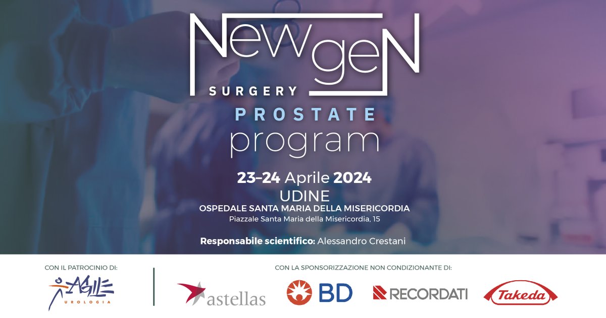 Over (@overeventi) on Twitter photo Domani 23 e 24 aprile a Udine 📍
New Gen Prostate Program
Resp. Scientifico: Dott. Alessandro Crestani. <a href="/AlessandroCres/">Alessandro Crestani</a>
Programma ed iscrizioni: overgroup.eu/evento/new-gen… Domani 23 e 24 aprile a Udine 📍
New Gen Prostate Program
Resp. Scientifico: Dott. Alessandro Crestani. <a href="/AlessandroCres/">Alessandro Crestani</a>
Programma ed iscrizioni: overgroup.eu/evento/new-gen…