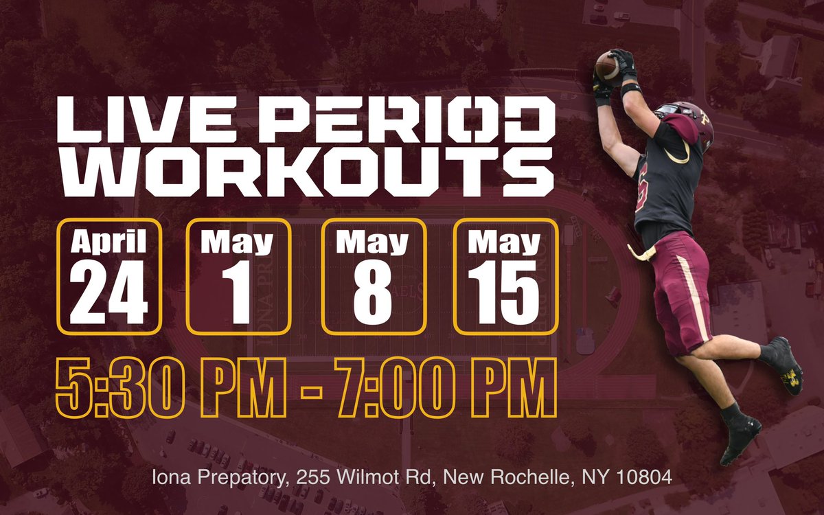 Checkout all our prospects during our upcoming Live Period Workouts. ionafootball.com/player-cards