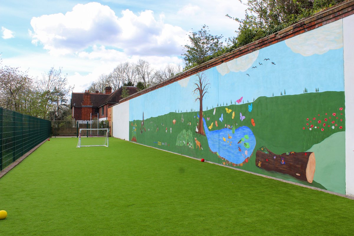 Last week Pre-Prep children were excited to discover that their playground ball area has been transformed over the Easter break. The designated area for ball games at the top of the Pre-Prep playground was covered in Astro grass, making it a much softer space to learn and play!