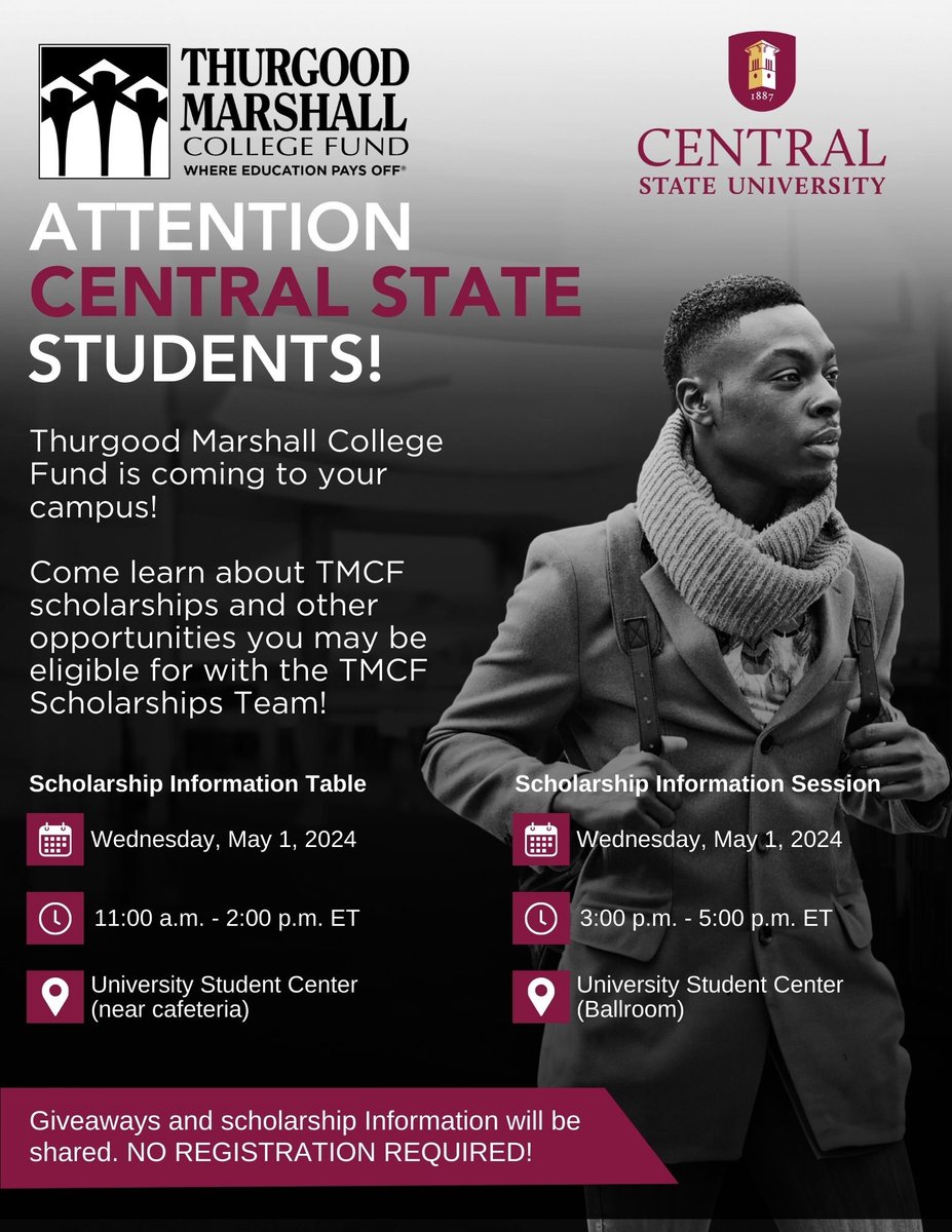 So many opportunities, so little time...and the clock is ticking Marauders. This is the final Wealthy Wednesday of the academic year. Meet @tmcf_hbcu and attend the information session. #wealthywednesday #informationsession #scholarships