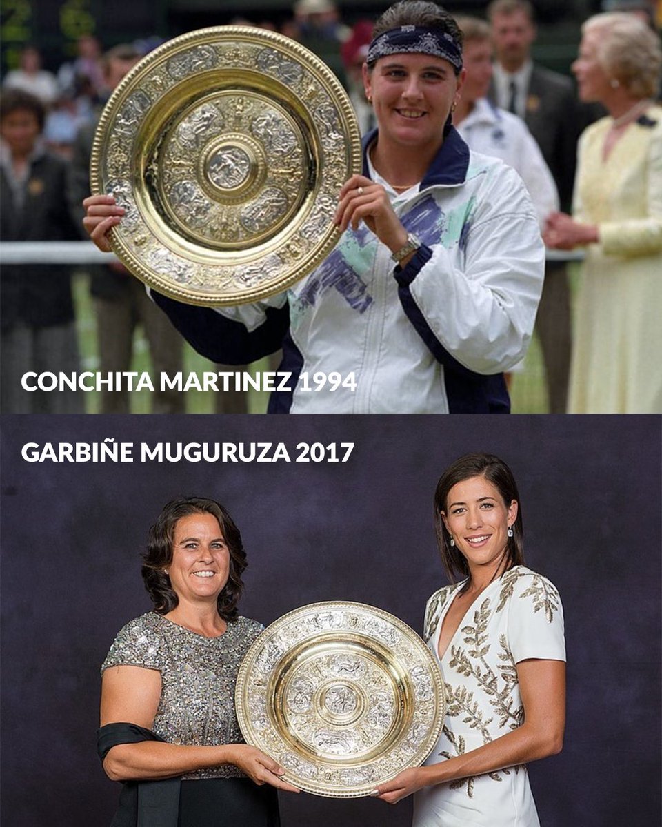 The only two Spanish women to win the Ladies' Wimbledon Singles title 🏆 Conchita Martinez 1994 Garbiñe Muguruza 2017 (Conchita Martinez as her coach)