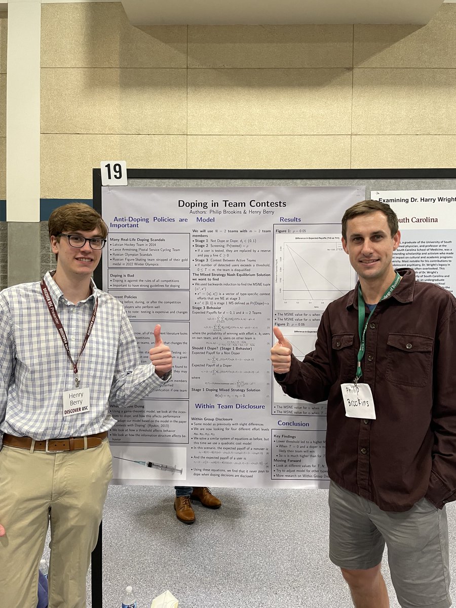 Henry Berry's project is entitled 'Doping in Team Contests', and his faculty mentor was Phil Brookins.