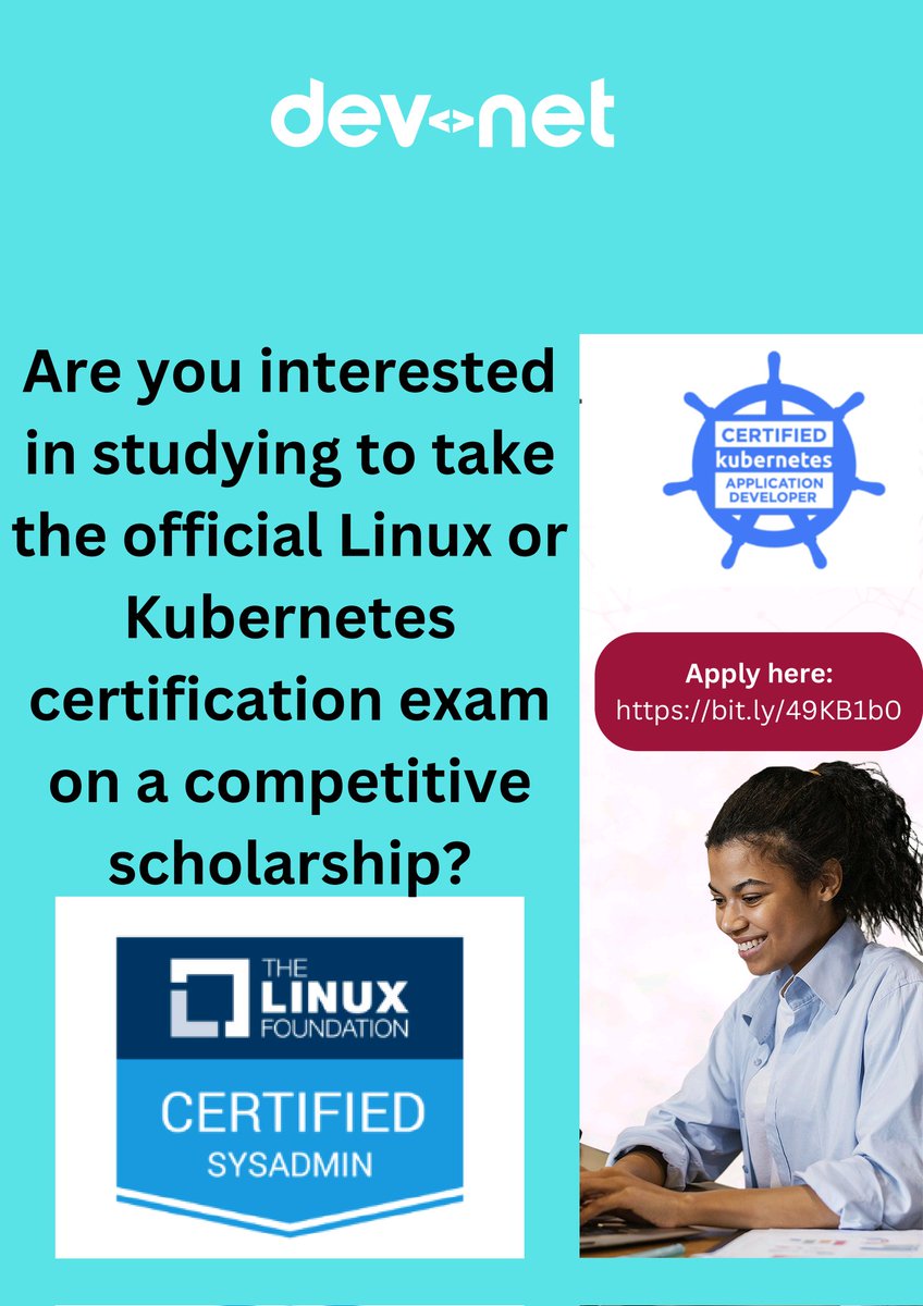 al_knbi299's tweet photo. Have you heard about the official Linux or Kubernetes certification exam?

Hurry up and apply for free using the link below :
https:https://t.co/neCxxXoEVe

Bonus:
You will get a voucher worth $395 to take any of the Linux Foundation exams https://t.co/DDk7kNMTVr
