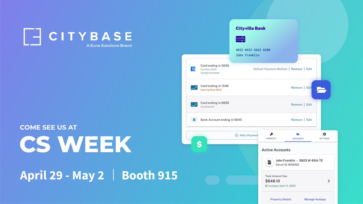One week to CS Week! Don't forget to stop by CityBase Booth #915 to test out our enterprise platform! Thousands of customers and staff across the country have benefitted from the centralized payments process and supercharged customer service made possible by our platform.