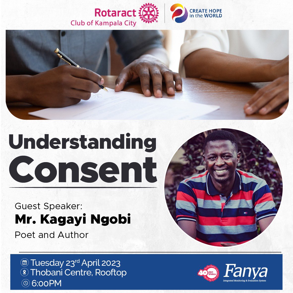 Join us this Tuesday at Thobani Center Rooftop as we have a deep talk about “CONSENT” Explore the nuances of Respect and Communication in Human Interactions. ⏰ 6:00pm #rotaractklacity #Tuesday