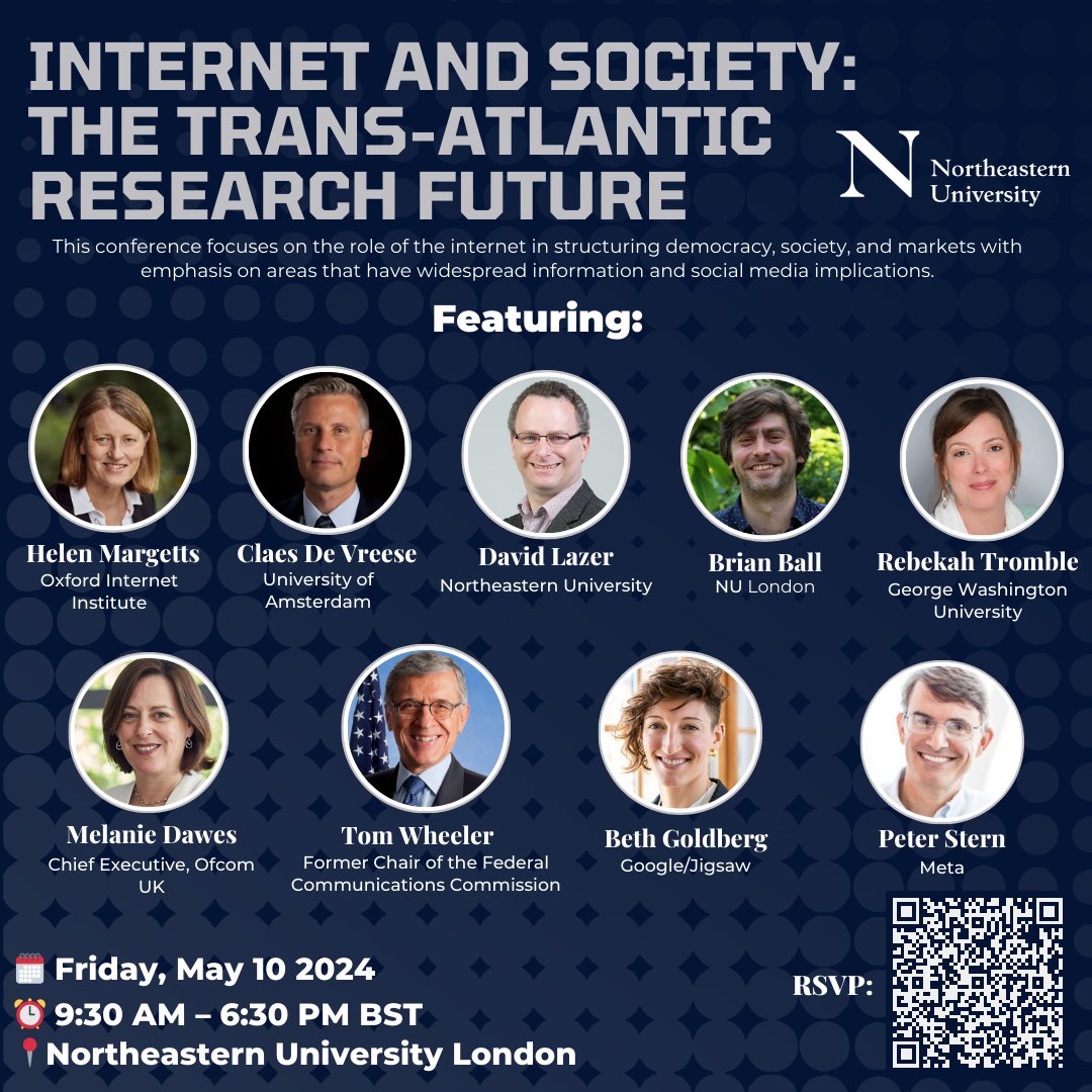 Internet and Society: The Trans-Atlantic Research Future. Coming to London, May 10. Hope you can join us! @Northeastern