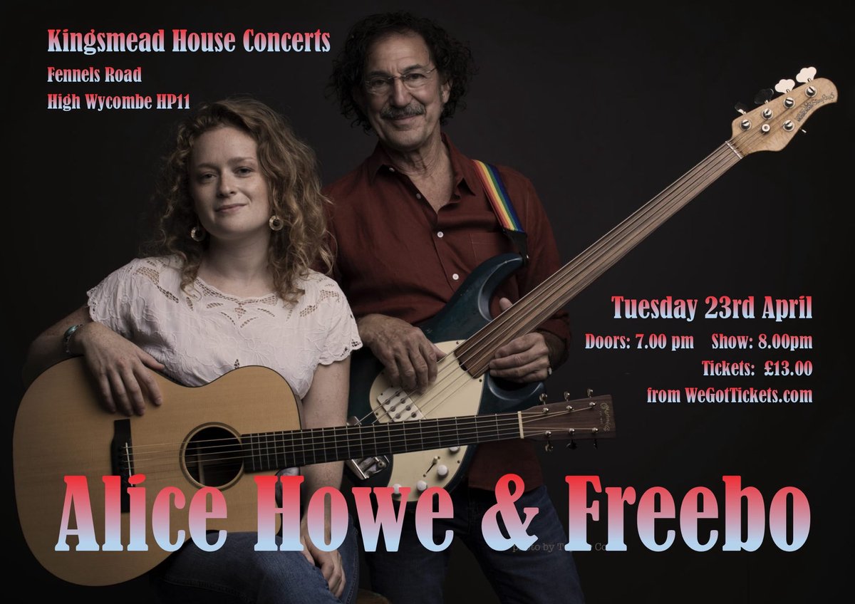 don’t miss the first ⁦@alicehowemusic⁩ uk shiw since 2018 , with “ the legendary bassist freebo” ( Bonnie riatt) Tuesday April 23rd .