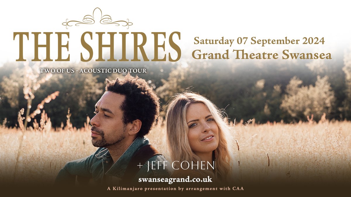 Jeff Cohen will be supporting The Shires on 7 September with an acoustic performance. swanseagrand.co.uk/TheShires