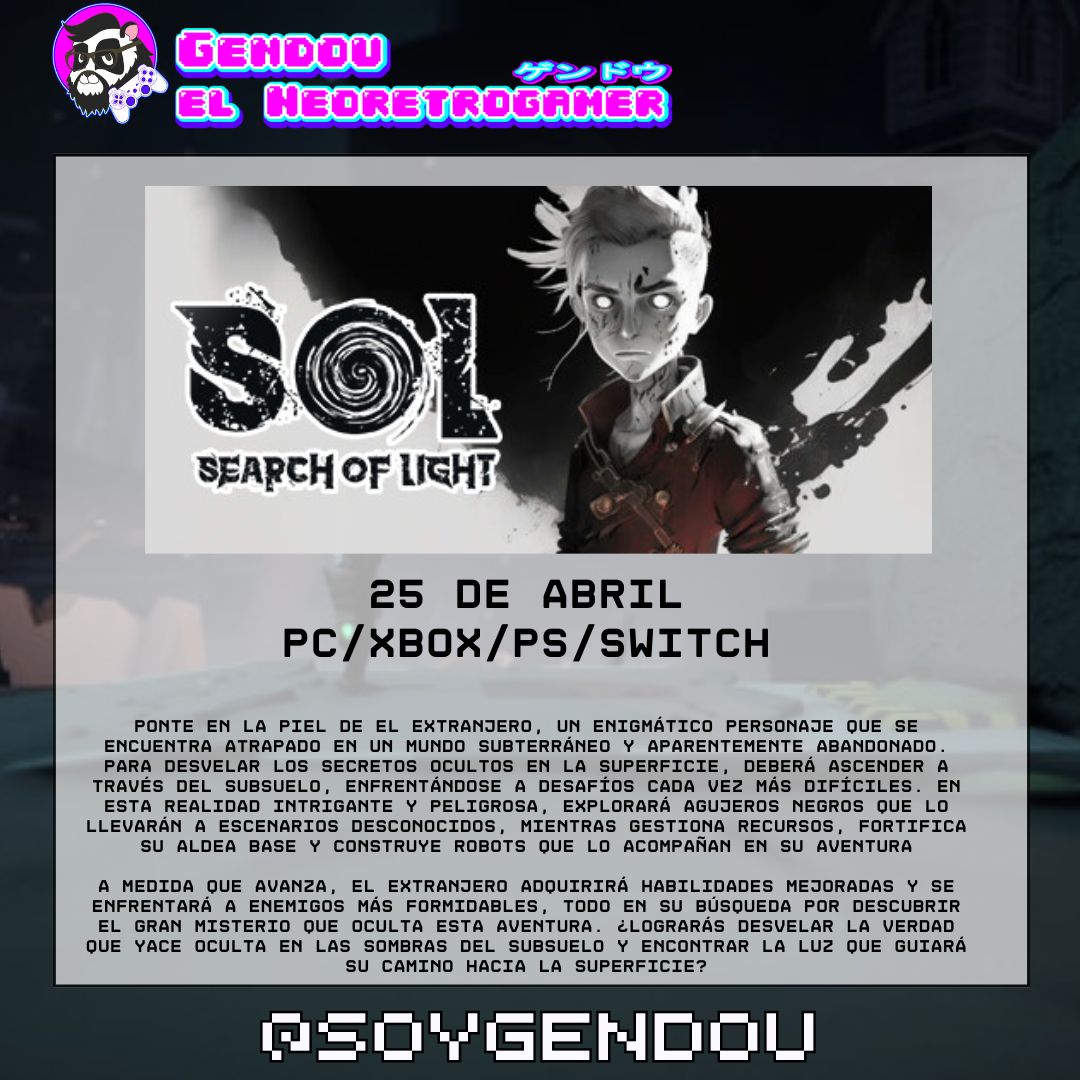 soygendou's tweet photo. Estos son los indies más esperados de la semana
❤️🔄 Para más placer
#videojuegos #indiedev #indiegame #exxdriver #phamtonfury #solsearchoflight https://t.co/MVyLwHsQ7l